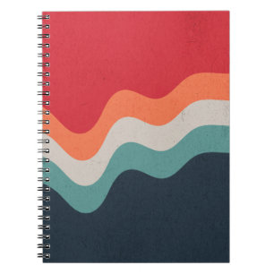 Colourful grunge retro style waves notebook
