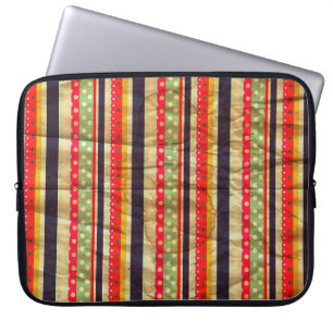 Colourful grunge stripes seamless pattern laptop sleeve