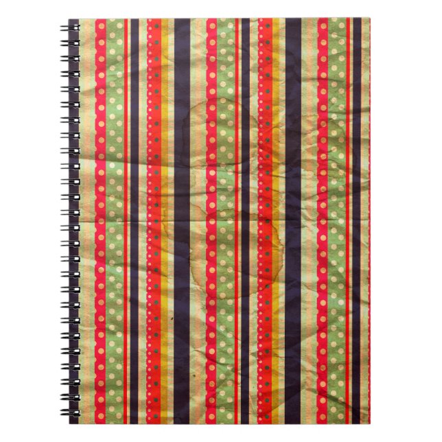 Colourful grunge stripes seamless pattern notebook (Front)