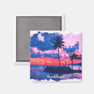 Colourful Guadeloupe Caribbean Island Watercolor Magnet