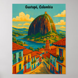 Colourful Guatape El Penol Rock Colombia Poster