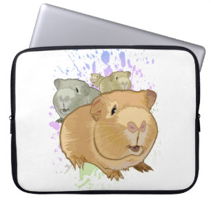 Colourful Guinea Pig Trio Artistic Paint Splash Laptop Sleeve