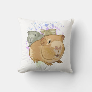 Colourful Guinea Pig Trio Rainbow Paint Splash Dec Cushion