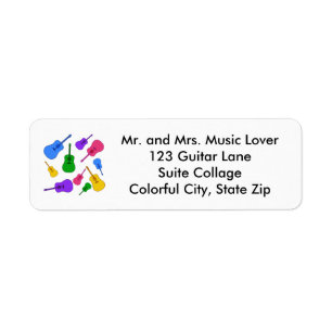 Colourful Guitar Collage in Colours Address Labels