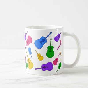 Colourful Guitar Collage in Rainbow Colours Mugs