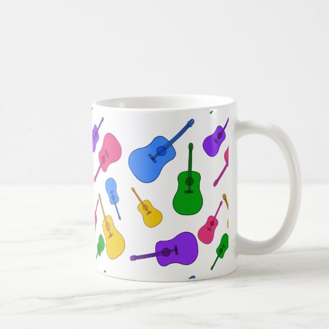Colourful Guitar Collage in Rainbow Colours Mugs (Right)