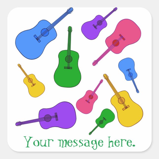 Colourful Guitar Collage Your Message Stickers (Front)