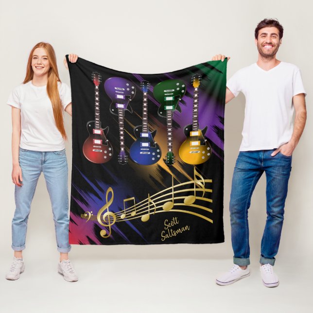 Colourful Guitar Fleece Blanket (In Situ)