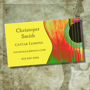 Colourful Guitar Lessons Abstract Business Card