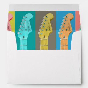 Colourful Guitar Lined Envelope With Return Addres