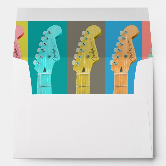 Colourful Guitar Lined Envelope With Return Addres (Back (Bottom))