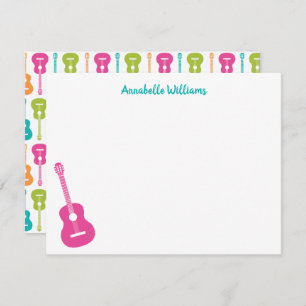 Colourful Guitar Musical  Note Card