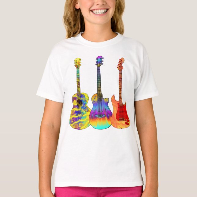 Colourful Guitar Rockstar T-Shirt (Front)