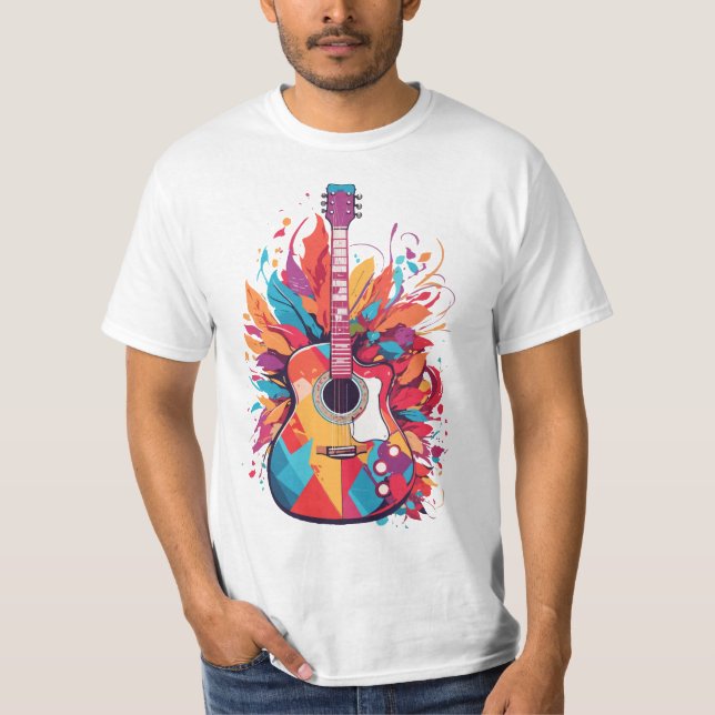 Colourful Guitar Splash Art Clip Art with AI Gener T-Shirt (Front)