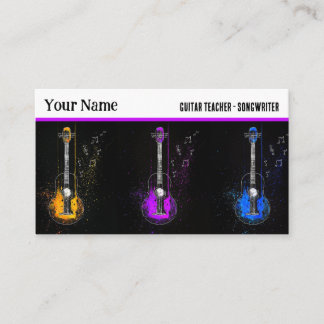 Colourful Guitar Trio Music Instructor Guitarist Business Card