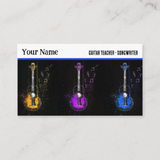 Colourful Guitar Trio Music Instructor Guitarist Business Card