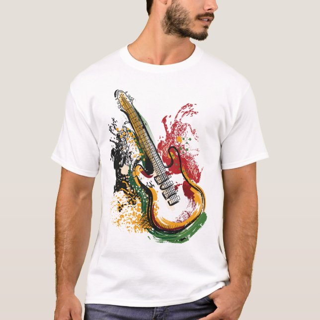 Colourful Guitar Vibes T-Shirt (Front)