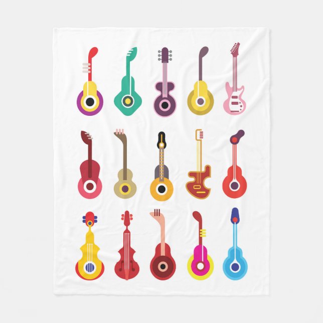 Colourful guitars fleece blanket (Front)