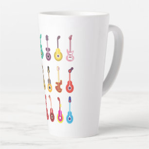 Colourful guitars latte mug