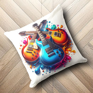 Colourful Guitars Live Life Out Loud with Music Cushion