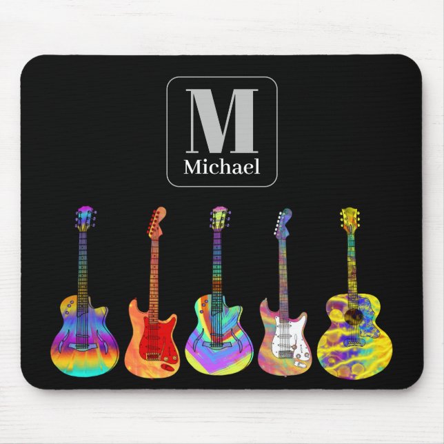 Colourful Guitars Monogram Mouse Pad (Front)