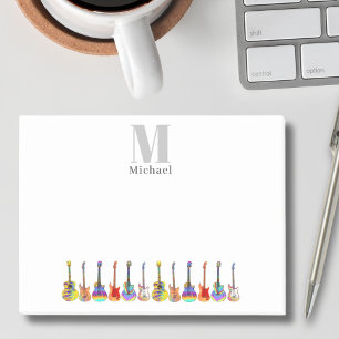 Colourful Guitars Musician Songwriter Monogram Post-it Notes