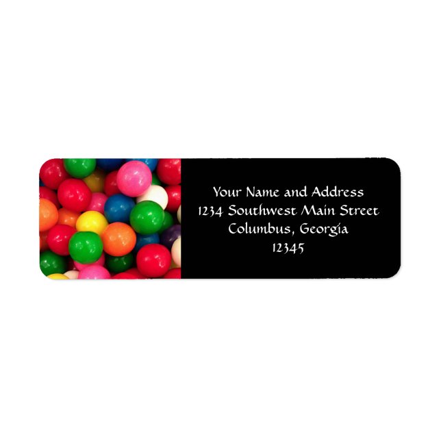 Colourful Gum Ball Candy Return Address Label (Front)