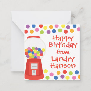 Colourful Gumballs Personalised Gift Enclosure Car Card