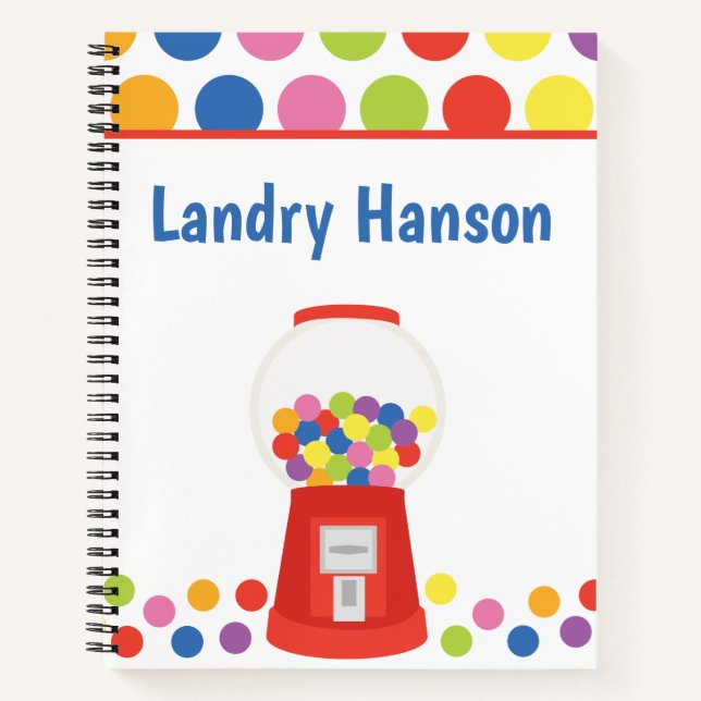 Colourful Gumballs Personalised Spiral Notebook (Front)