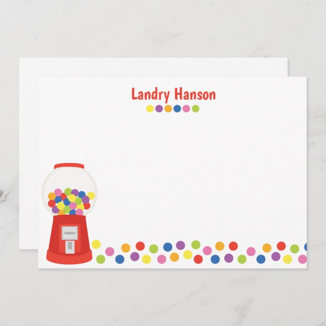 Colourful Gumballs Personalised Stationery Thank You Card (Front/Back)