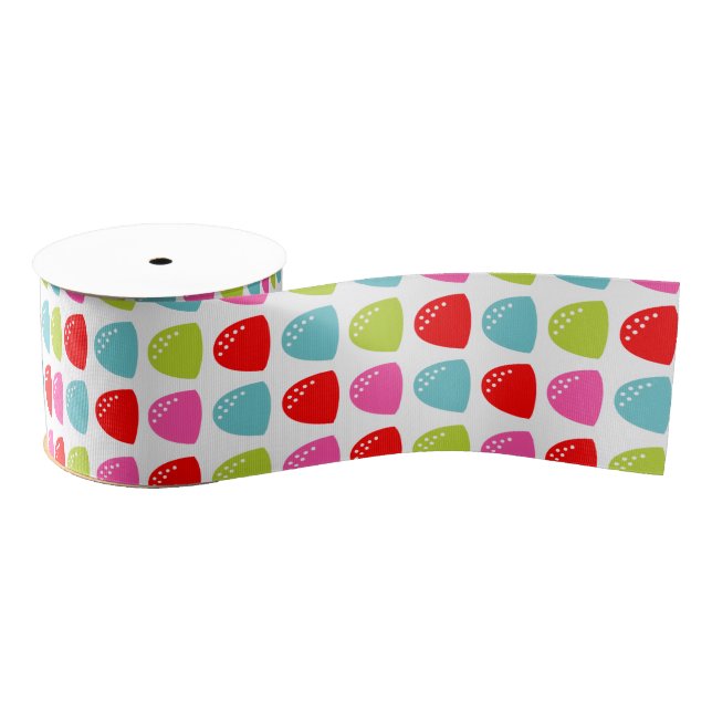 Colourful Gumdrop Pattern – Retro Candy Design Grosgrain Ribbon (Spool)