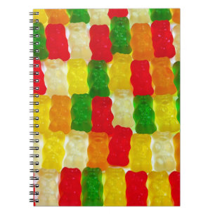 Colourful gummi bear candy notebook