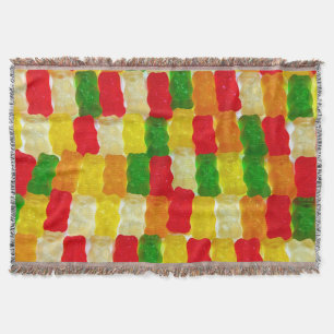 Colourful gummi bear candy throw blanket