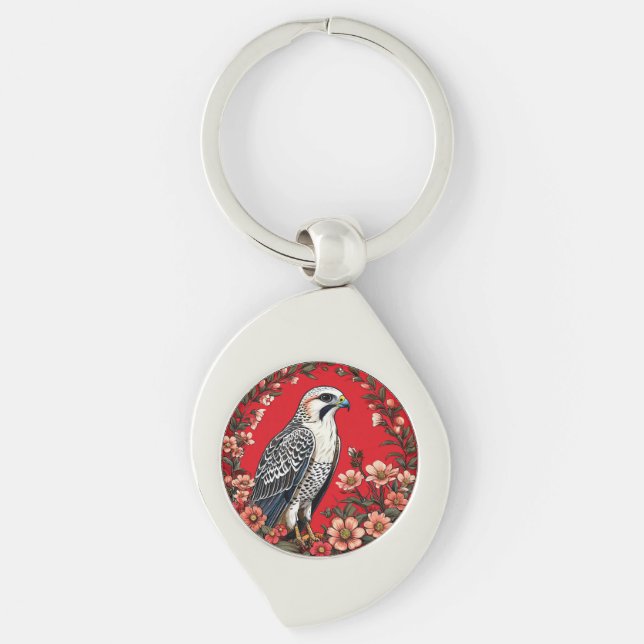 Colourful Gyrfalcon Bird Key Ring (Front)