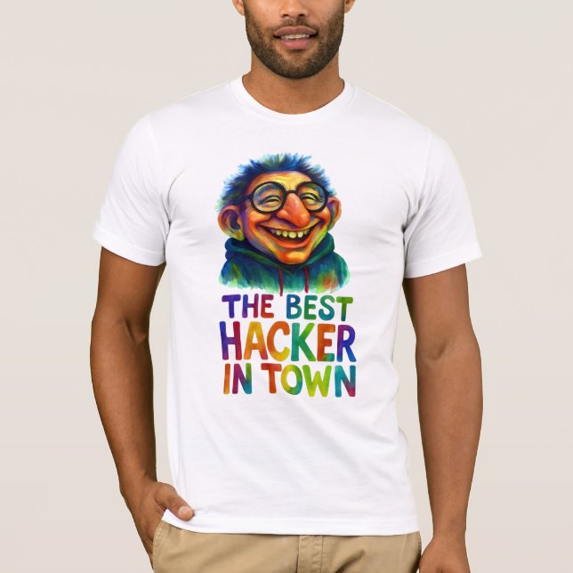 Colourful Hacker Troll – The Best Coder in Town Gi T-Shirt (Front)