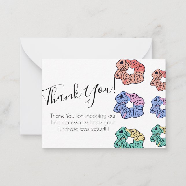 Colourful Hair Piece Tie Shop  Thank You Note Card (Front)