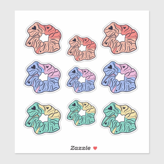 Colourful Hair Piece Tie Sticker (Sheet)