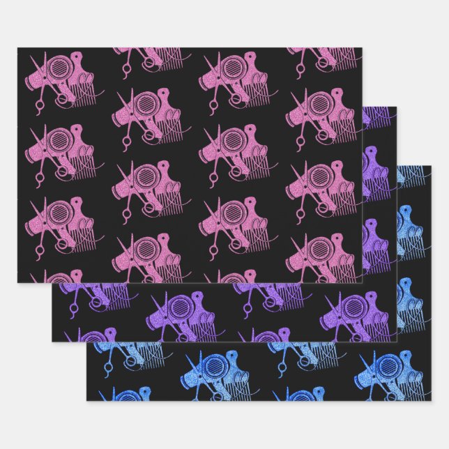 Colourful Hair Stylist Collection Wrapping Paper Sheet (Set)