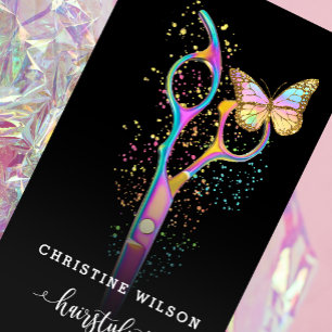 colourful hairdresser scissors butterfly business card