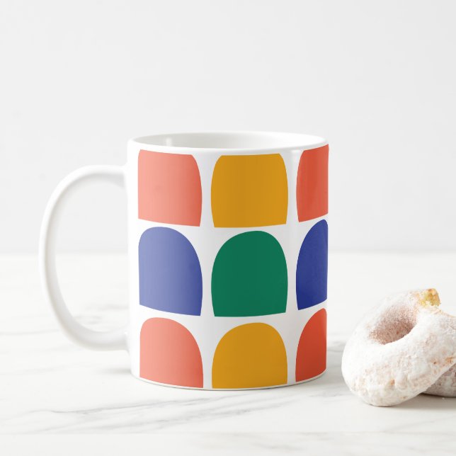 Colourful Half Circle Geometric Coffee Mug (With Donut)