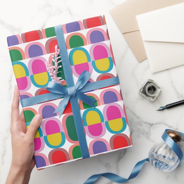Colourful Half Circle Geometric Wrapping Paper (Gifting)