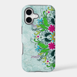 Colourful Half Circle Retro Floral Swirls