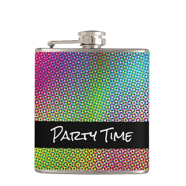 Colourful Halftone Hip Flask (Front)