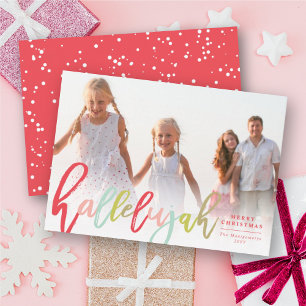 Colourful Hallelujah Religious Christmas Fun Photo Holiday Card
