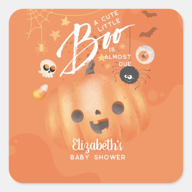 Colourful Halloween Baby Shower Boo Themed Square Sticker (Front)