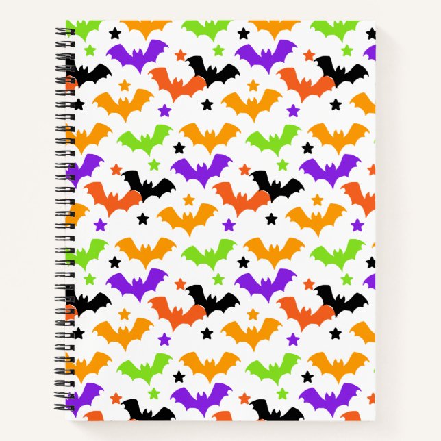 Colourful Halloween Bats  Notebook (Front)