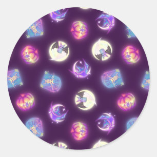 Colourful Halloween Cute Bats Drawing Pattern Classic Round Sticker