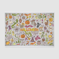 Colourful Halloween Doodles Objects Pattern
