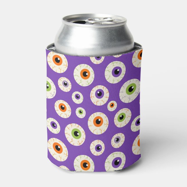 Colourful Halloween Eyeballs Pattern Can Cooler (Can Front)