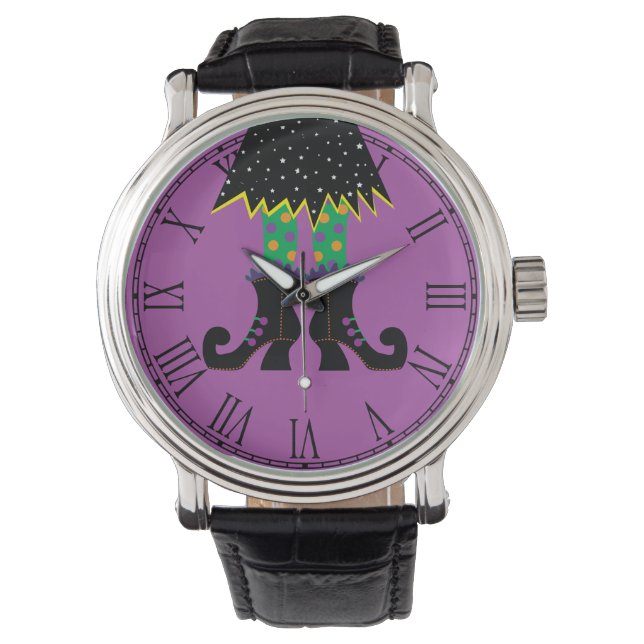 Colourful Halloween Funny Witch Feet Watch (Front)